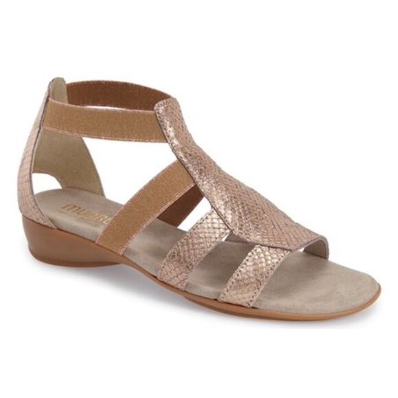 Munro Zena Gold Strappy Snakeskin Sandals Sz 11 - Picture 1 of 7